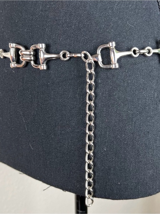 ESCADA Women’s Silver Tone Adjustable Equestrian Chain Link Horse Bit Belt